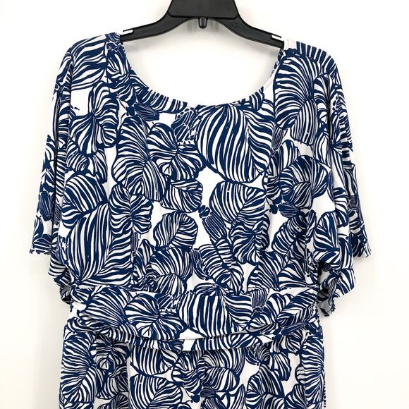 LILLY PULITZER Women's Parigi Romper XL Blue Aegean Navy Beach Path Print NWT - Picture 6 of 14